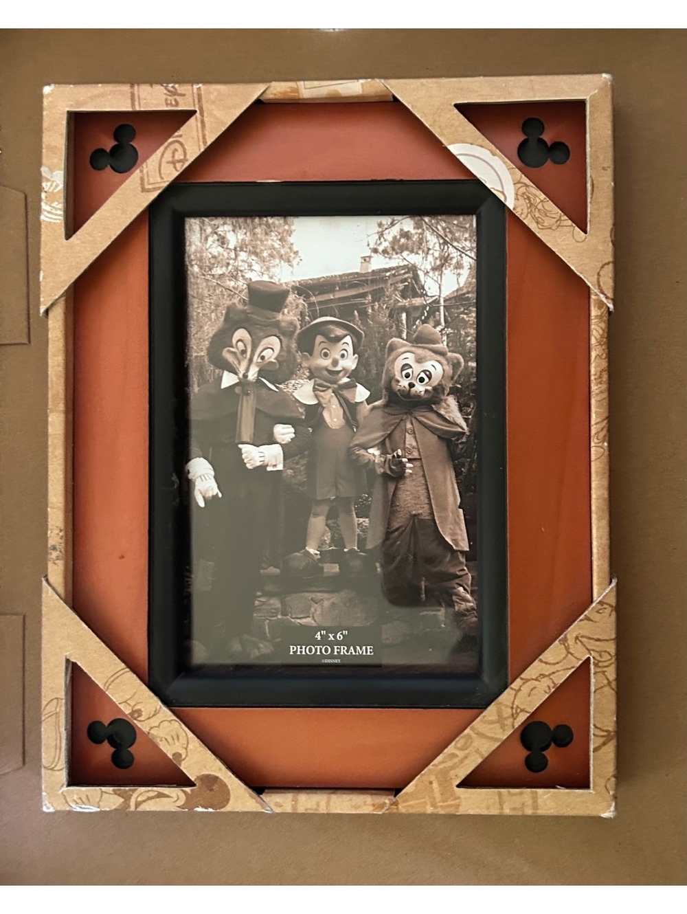 official Disney Parks Merchandise 4"x6" Beveled Cherry Wood Photo Frame
